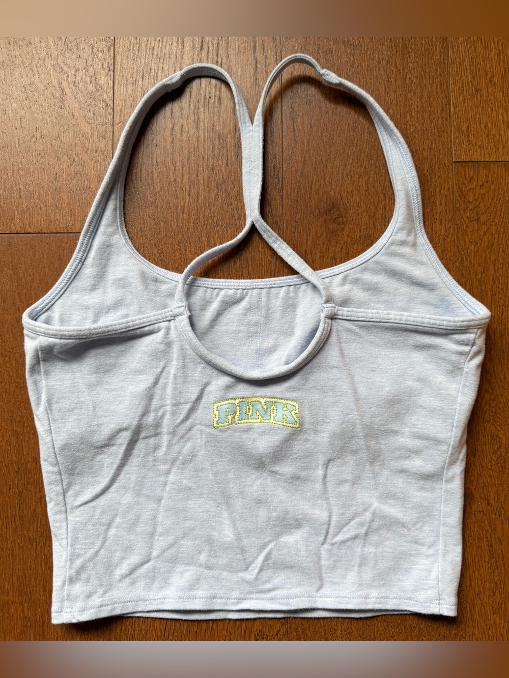 PINK Victoria's Secret Light Blue Cropped Racerback Tank